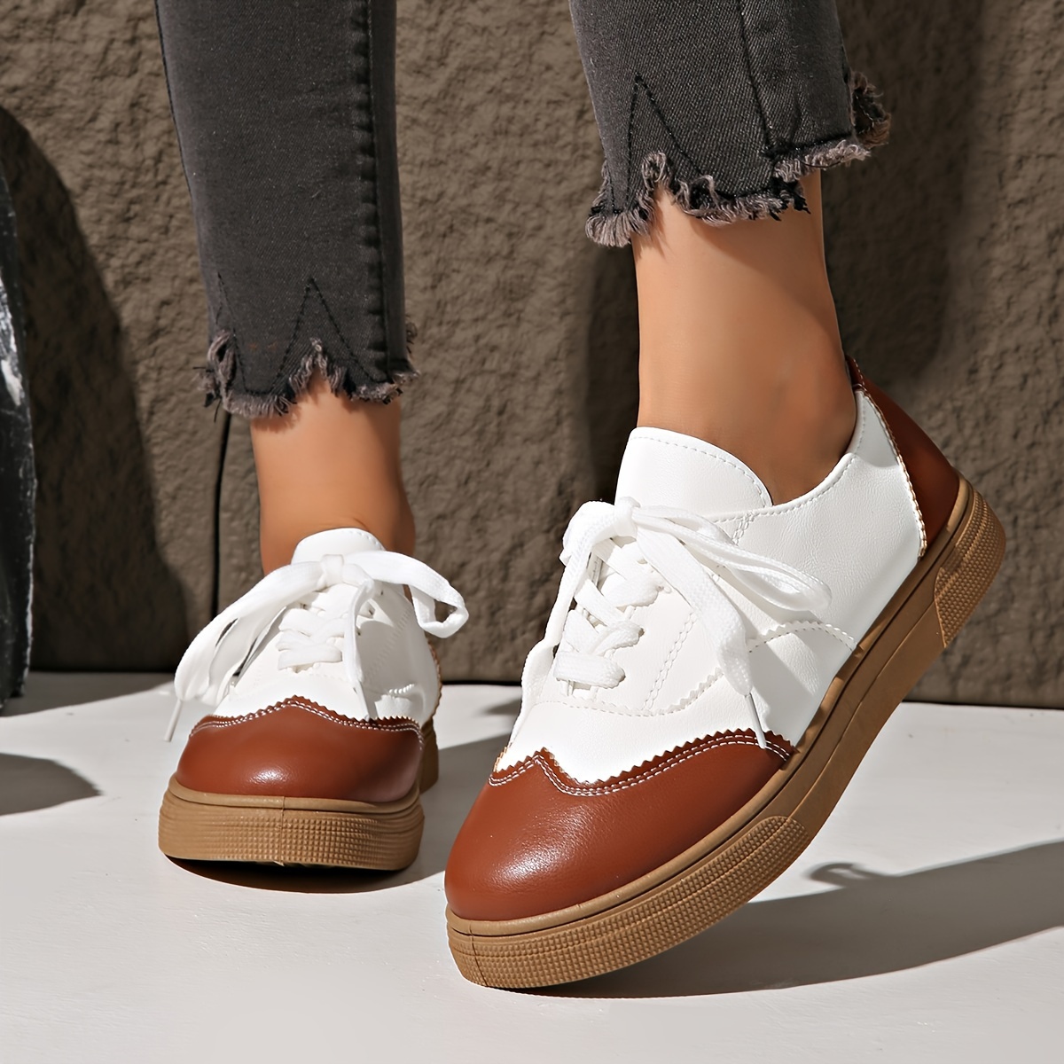 

Women's Casual Sneakers - Colorblock, Lace-up, Non-slip , Fashion Shoes, For Autumn, Spring