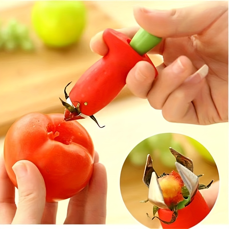 

Stainless Steel Fruit & Vegetable Cutter, Strawberry Tomato Top Remover, Kitchen Gadget Tool For Easy Peeling And Cutting