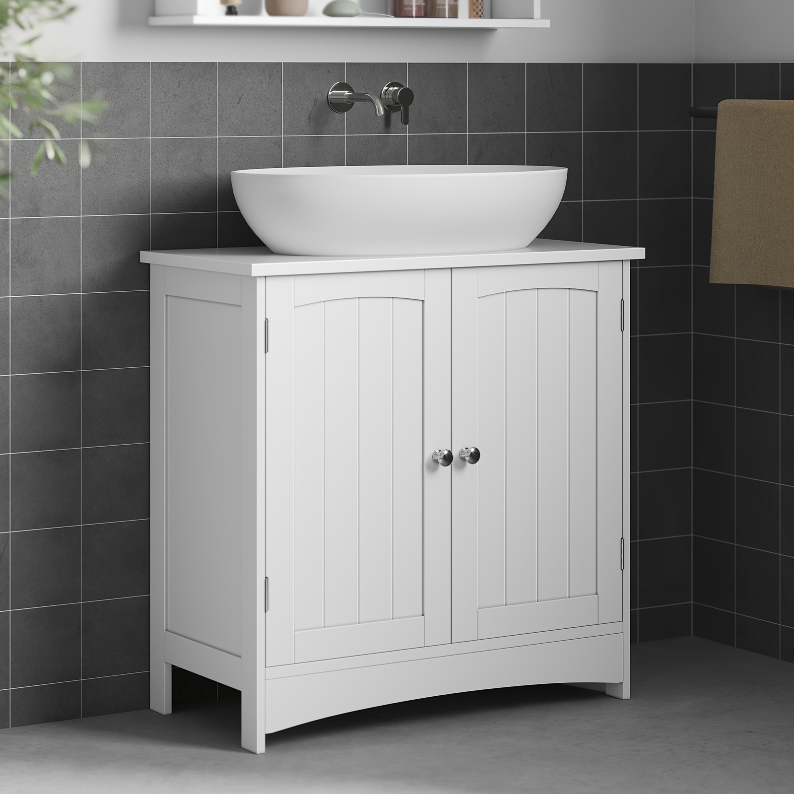 Vasagle Washbasin Cabinet Base Cabinet Vanity Unit Bathroom Cabinet With 2 Doors Adjustable Shelf Lots Of Storage Space Freestanding Country Style 60 X 30 X 60cm