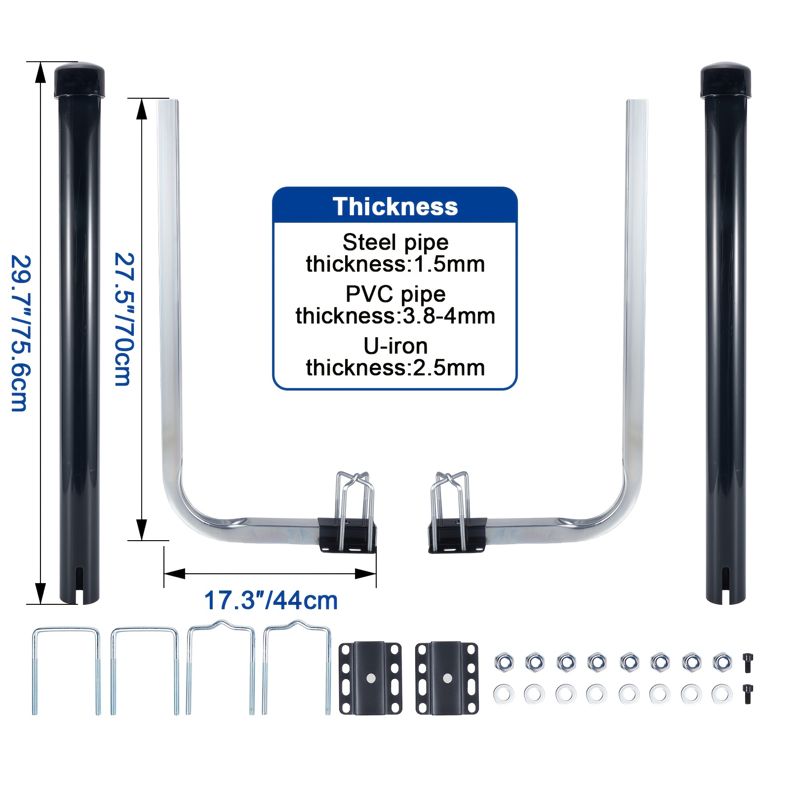 Boat Trailer Guide, Trailer Guide Ons -stainless Steel With Pvc Pipes For Ski Boat, Fishing Boat, Sailboat Trailer, Black & White