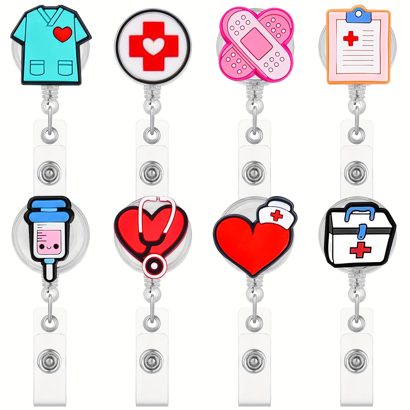 Cute Cartoon Nurse Badge Reels Retractable Id Name Card - Temu