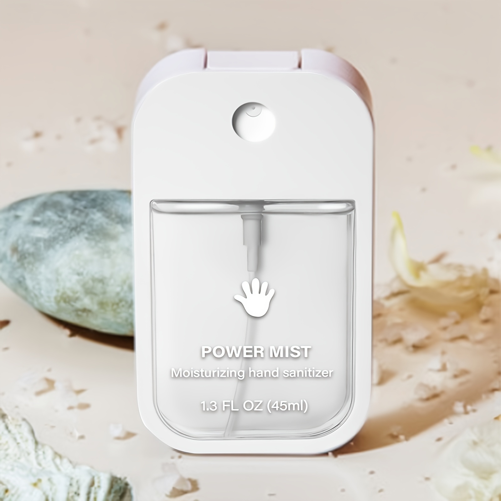 [Office Ready] Power Mist Hydrating Hand Sanitizer with Aloe & Lemon, 45ml – Moisturizing, Long-Lasting Fresh Scent, Odor Control, Paraben-Free, Perfect Gift for Her, White & Pink Design