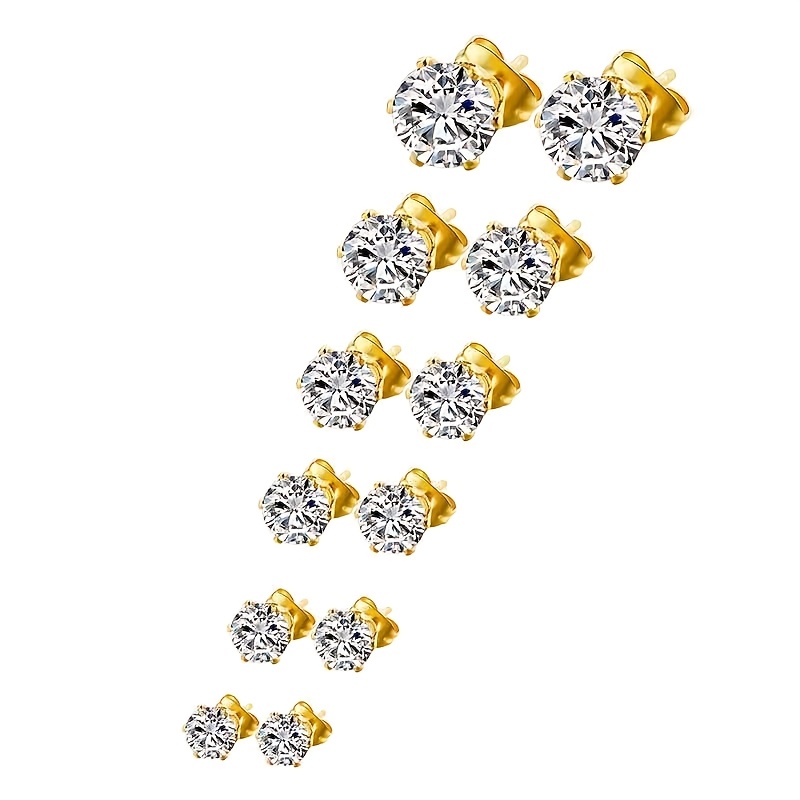 6 Pair Easy Stud Earrings Set, Versatile Styles