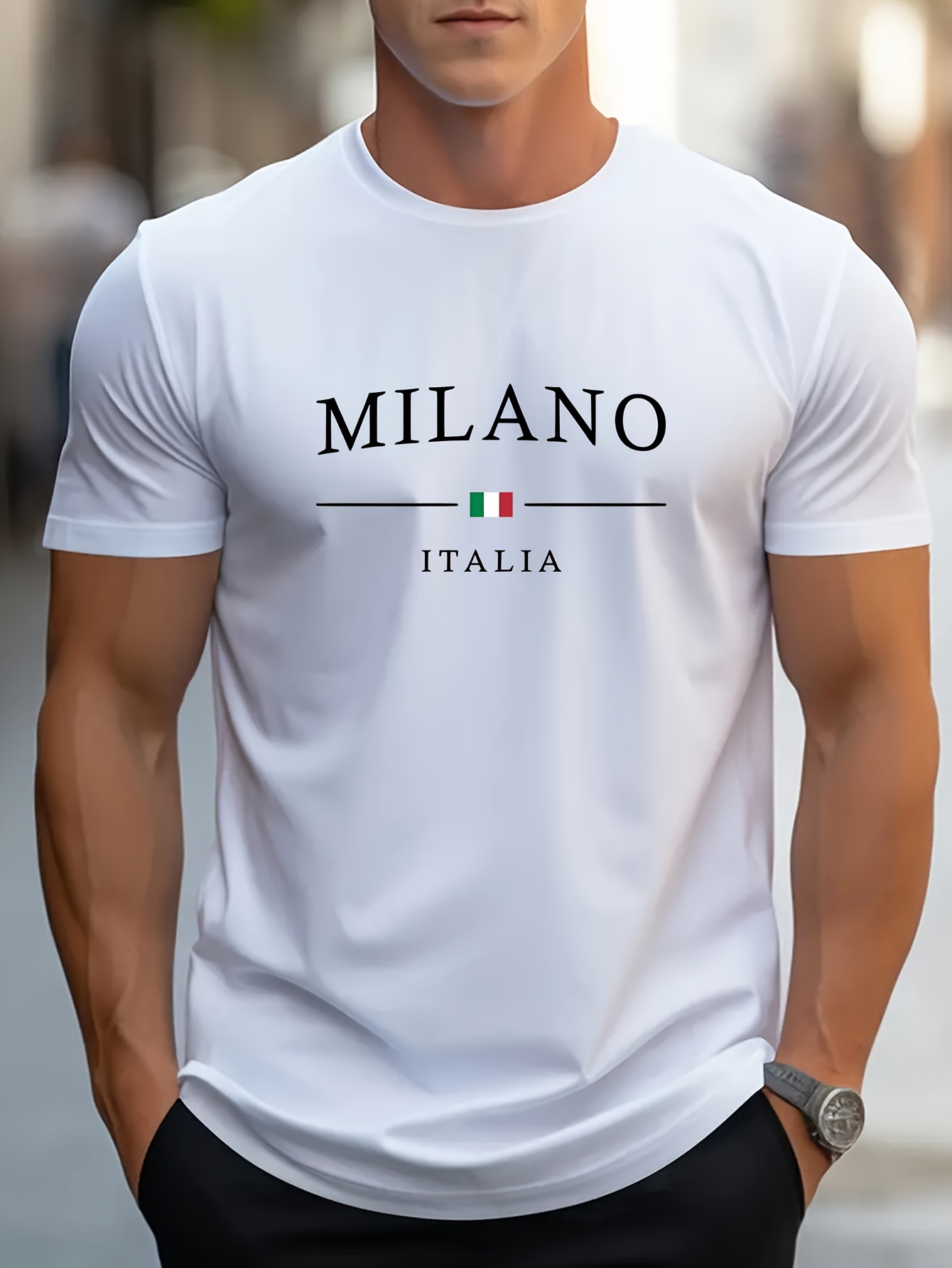 Men'S Milano Italy Graphic T-Shirt - Vibrant Orange Streetwear Tee with Italian Flag Design, Breathable & Comfortable for Casual Outdoor Activities, Everyday Tshirt | Vibrant Print Tee | Comfortable Fit