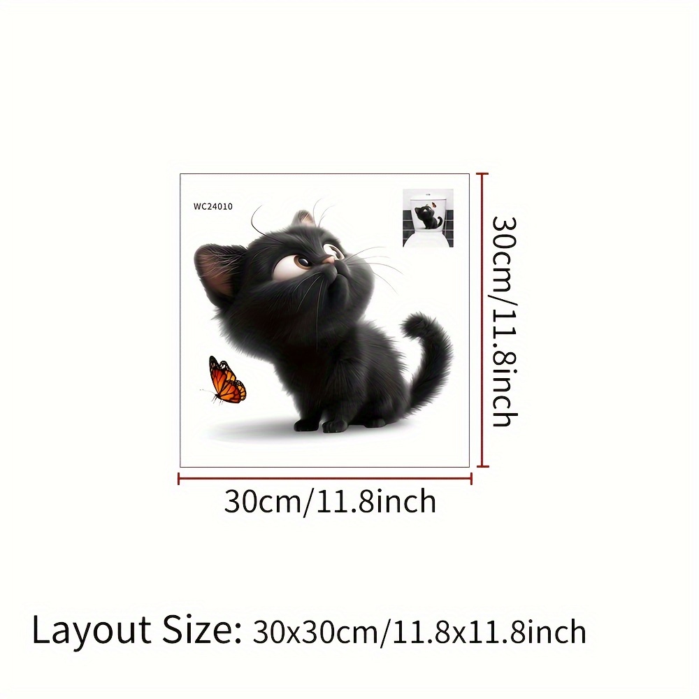 1pc Toilet Sticker Cute Cat Pattern Self-adhesive Painting Toilet Lid Decoration Sticker