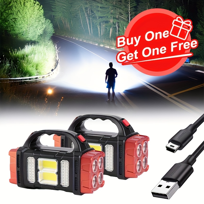 buy 1   2 pack solar led flashlight   handheld rechargeable outdoor spotlightsearchlight for camping emergencies hunting work light protection usb type c charging a great gift for christmas halloween or valentines day