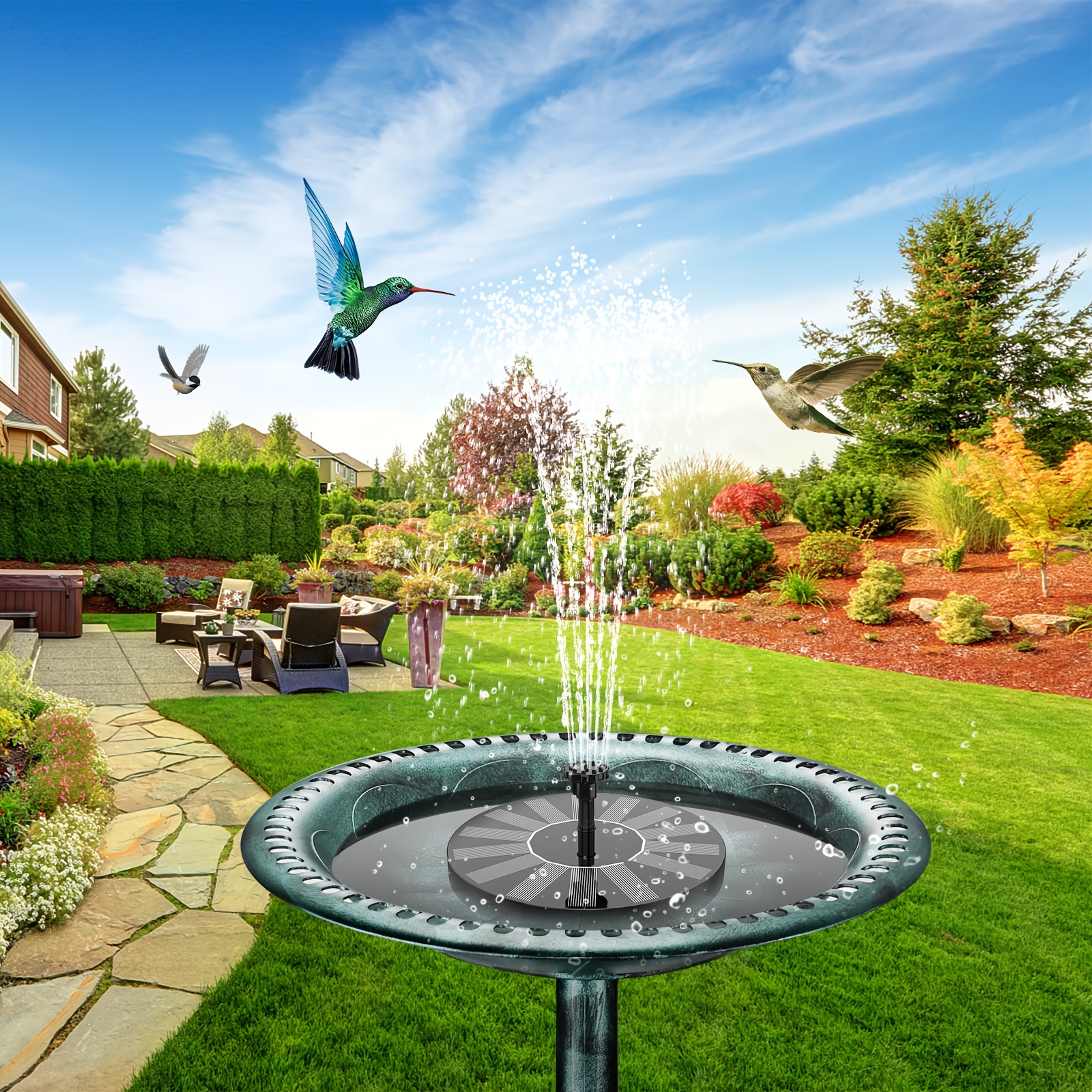 TEMU Solar Bird Bath Fountain, 3 Tier Bird Bath With 3.5w Solar Water Fountain, Solar Powered Fountain Pump For Bird Bath, Courtyard, Outdoor, Garden