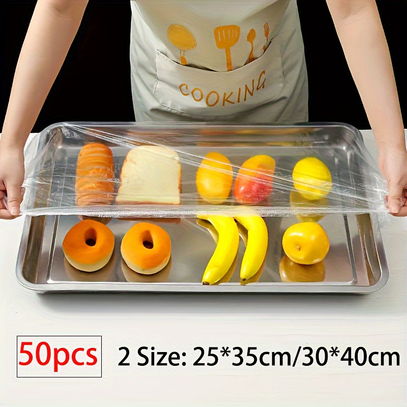 

50pcs - 9.8"x13.8" & 11.8"x15.7" Trays, Clear Plastic For Preservation Of , Fruits, Vegetables, Desserts, And Leftovers - Kitchen Accessories For Cooks And