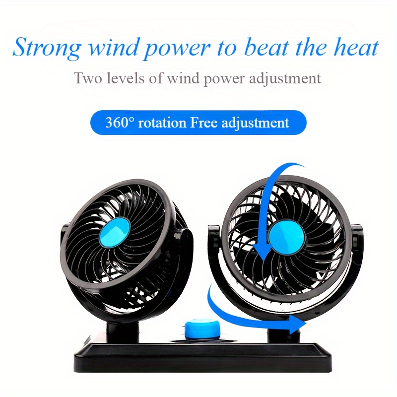 

1pc Car Cooling Fan Car 12v 24v Double Head Electric Usb Full Angle Rotating Small Fan