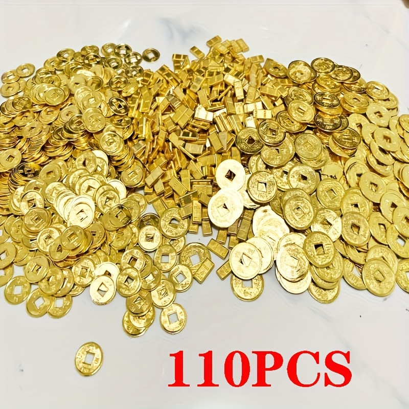 TEMU 40/80/110 piezas Novedosa Moneda, Material de Aleación, Dorada, Grabada con Chinos, Artículos de . Adecuada para Fundas de Teléfono, Decoración