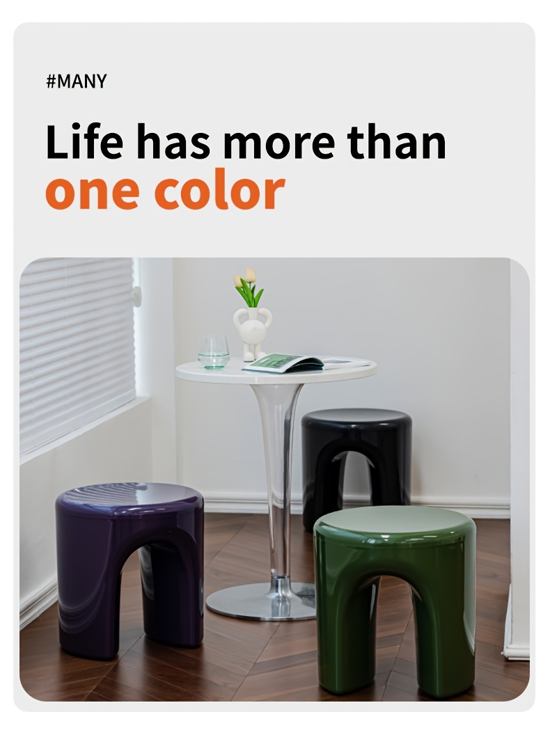   style classic round stool minimalist storage small table   colors plastic material durable coffee table practical household goods outdoor portable doorway shoe changing stool Product details 2