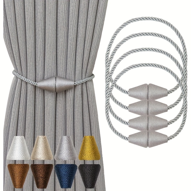 4 Pack Ic Curtain Tiebacks Suitable For Window Treatments - Decorative Beige Plastic Holdbacks With Ic Closure, For Blinds & Curtains (no Drapes Included)
