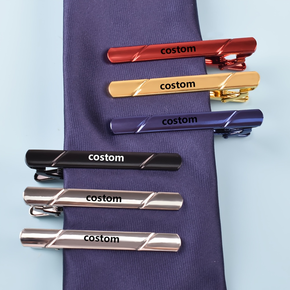 Custom Tie Clips, Laser Engraved, 4pcs Boxed Set