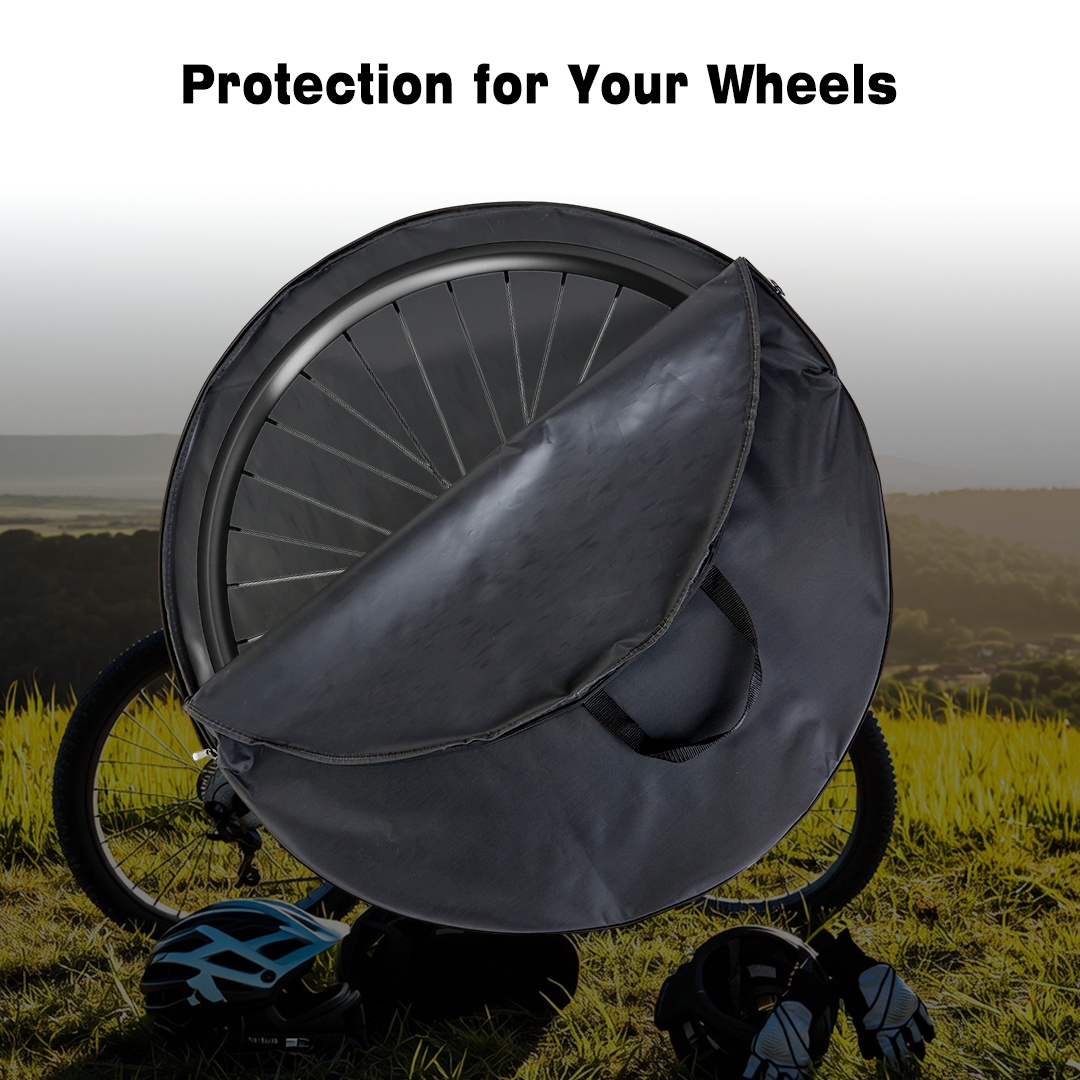 TEMU Heavy-duty Bicycle Wheel Bag - Oxford Fabric Bike Wheel Tire Bag With Carry Handle, Dirt/road Bike Wheel Protector - Cycling, Travel, Storage -