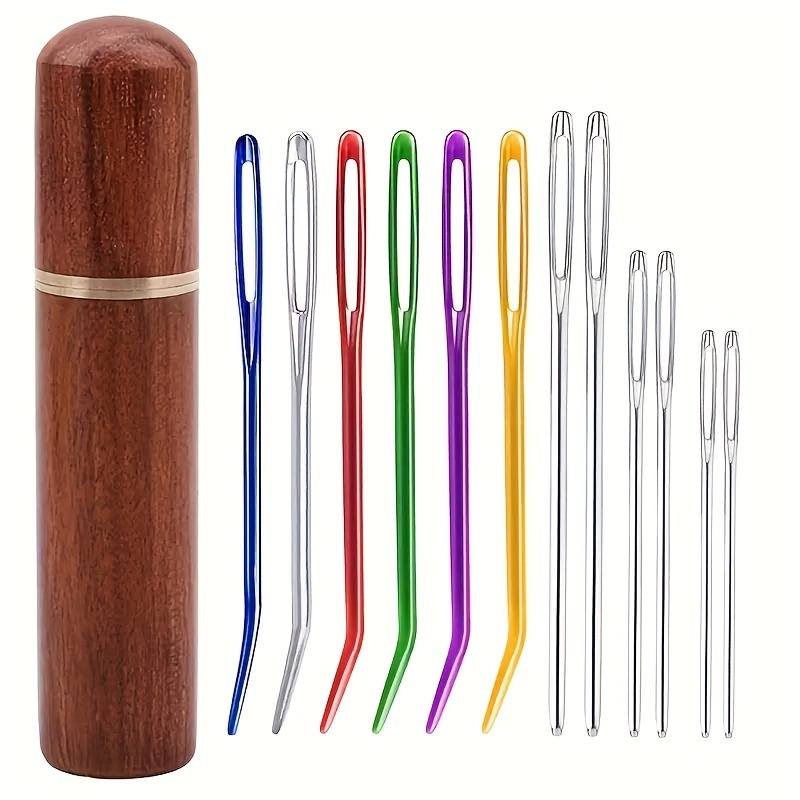 

12pcs Eye Sewing Set Wooden - Steel & Sharp For , Embroidery, Crochet & Mending