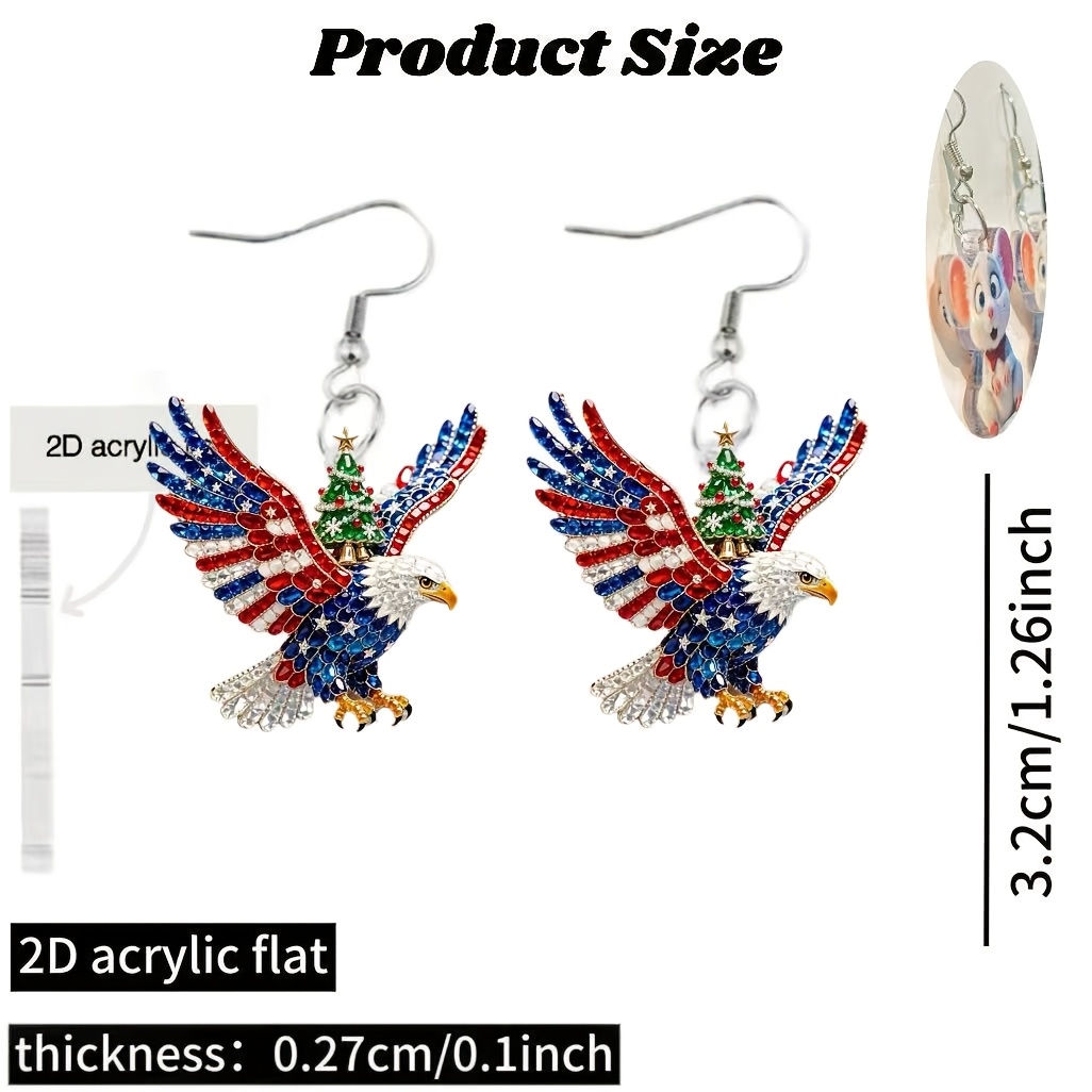 Christmas Tree White-Headed Eagle Pattern Acrylic Earrings