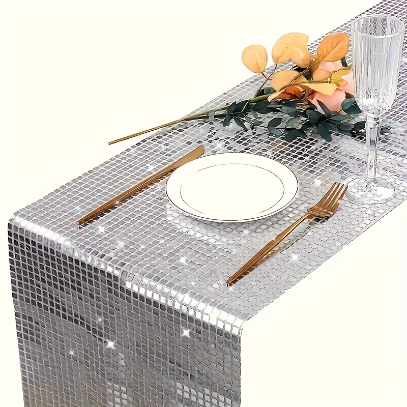 E-shop Disco-Party Weihnachtstischdecke mit Glitzer Pailletten Tischdecke Spiegel Glitzer Karierte Tischdecke Halloween Tanz Hochzeit