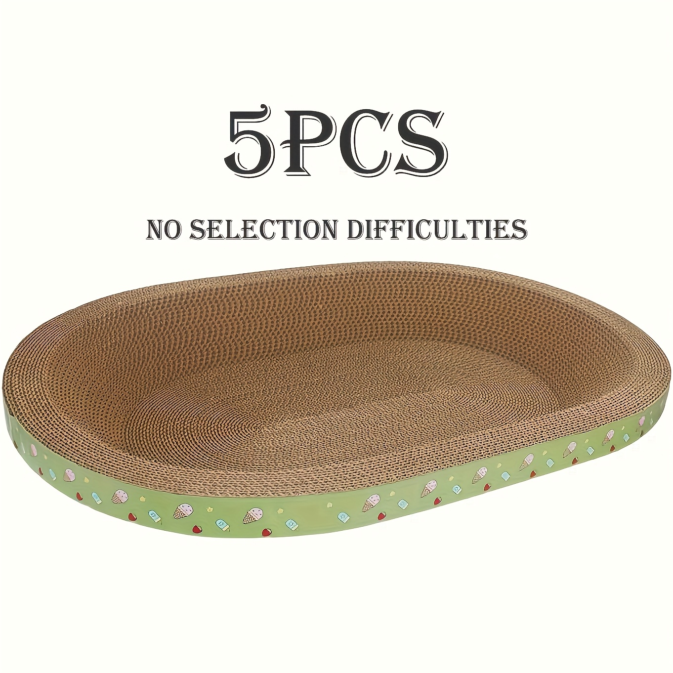 

5pcs Oval Cat Scratcher Lounge, Corrugated Cardboard Scratching Pad, Pet-friendly, Wear-resistant, For & Play, Suitable For Cats