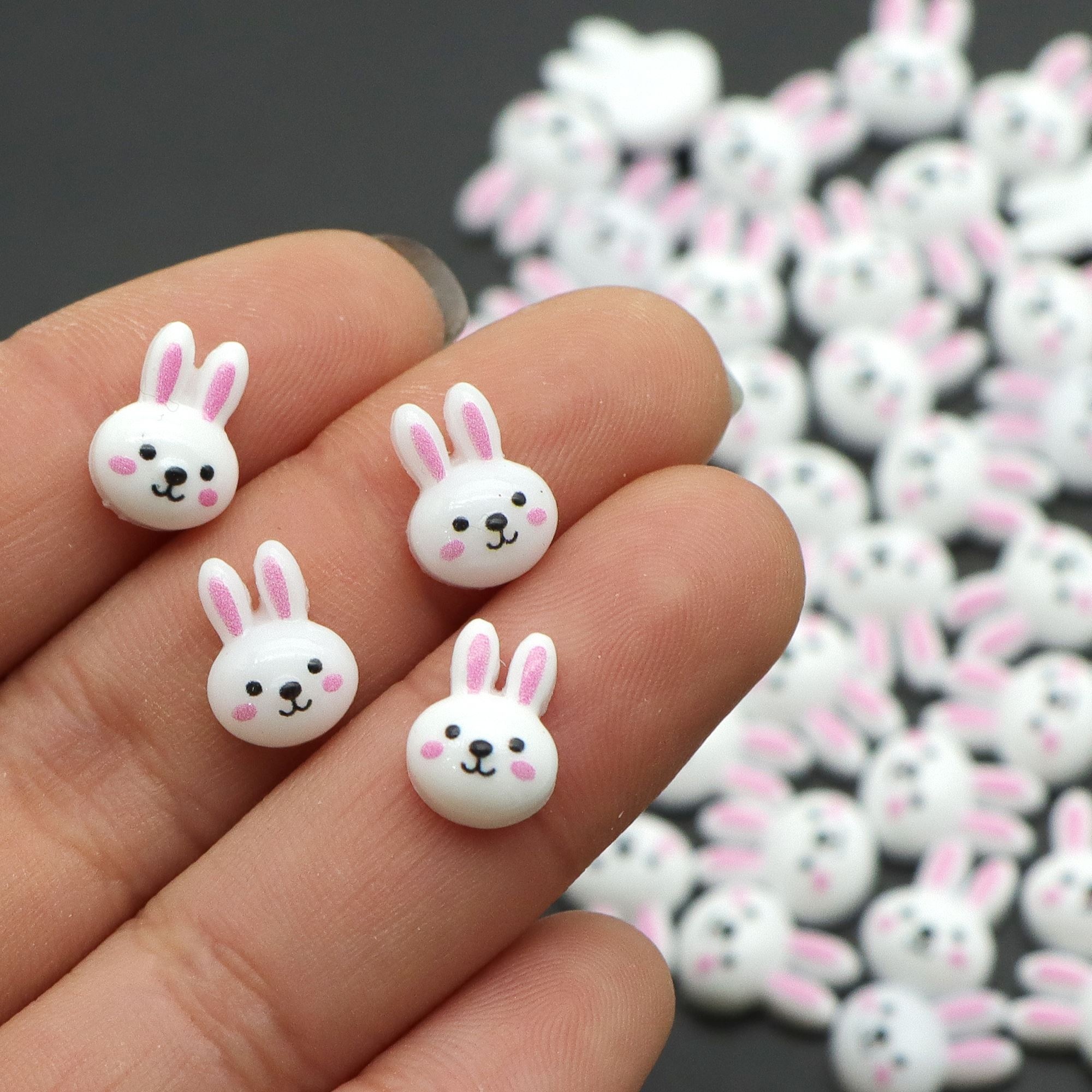 TEMU 2d Flat - 10pcs Miniature Resin Rabbit Bunny Shaped Acrylic Charms Beads, 3d Flatback Resin Cabochons For Jewelry Making, Earrings, Bracelets,