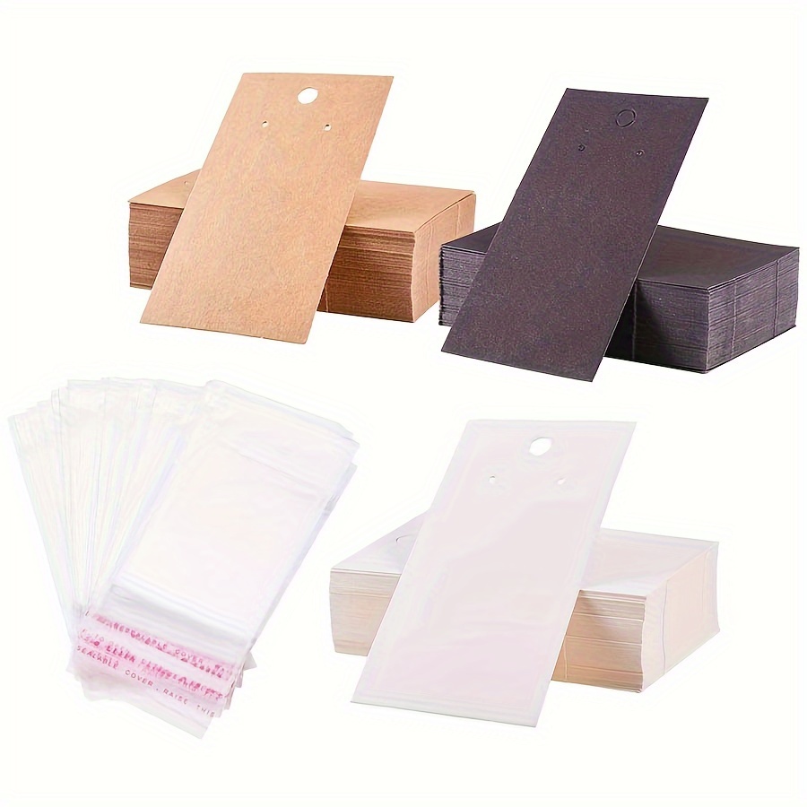 

50pcs Paper Display Cards With Self-adhesive Bags 5x9cm/1.97x3.54inch Blank Boards And Opp Bag Set For Dangle Earrings Jewelry Packaging Display