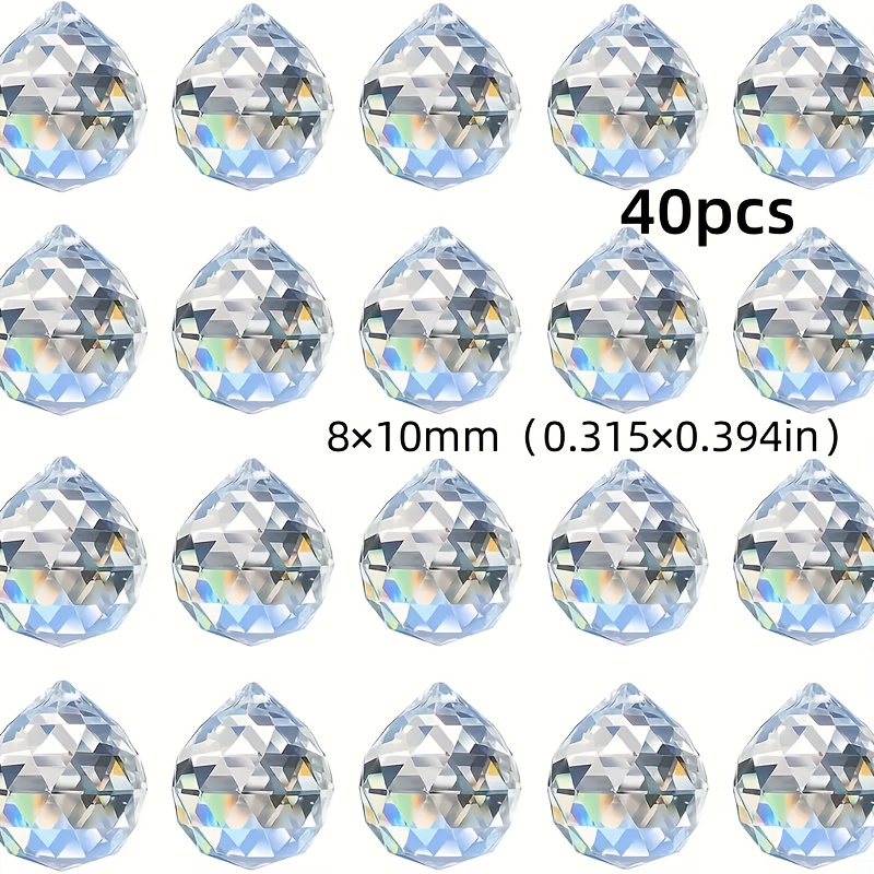 20/40pcs White And Transparent Glass Suncatcher Prisms, With Pendant Beads For Making Jewelry And Ornaments, Effect When Light, And Designed With Holes For Easy Hanging Beads & Bead Assortments