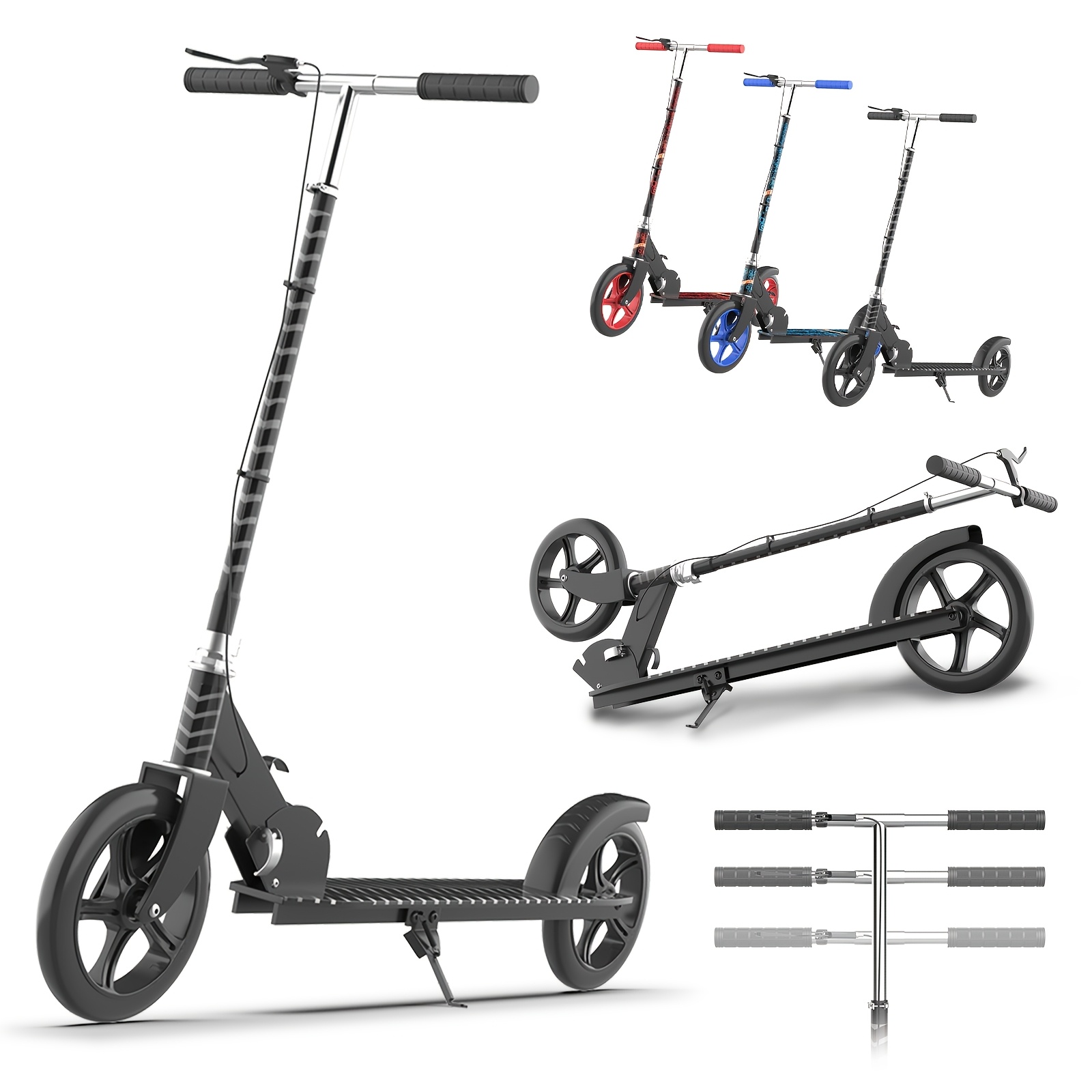Image of Sport Scooter-3- Adjustable 200mm Oversized Wheels And Foot Brakes Youth And Adult Load Bearing 100kg Foot Scooter, ;