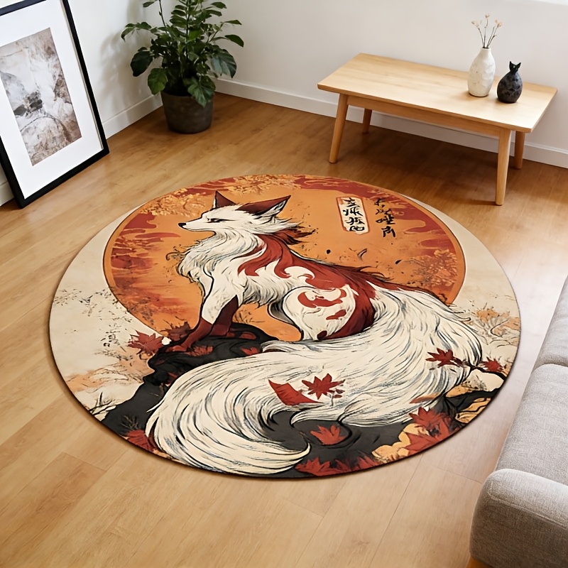 TEMU Tapis de cour 1 pièce Renard à queues japonais, tapis de salon, , confortable et hypoallergénique. Nouveau produit. Convient pour cuisine,