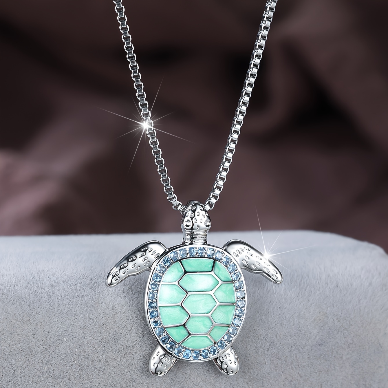 

Vintage Cute Sea Turtle Pendant Necklace With Green Enamel And Zirconia Embellishments For Women, Fashion Copper No-plating Jewelry, Perfect For Birthday, Anniversary, And Party Gifts