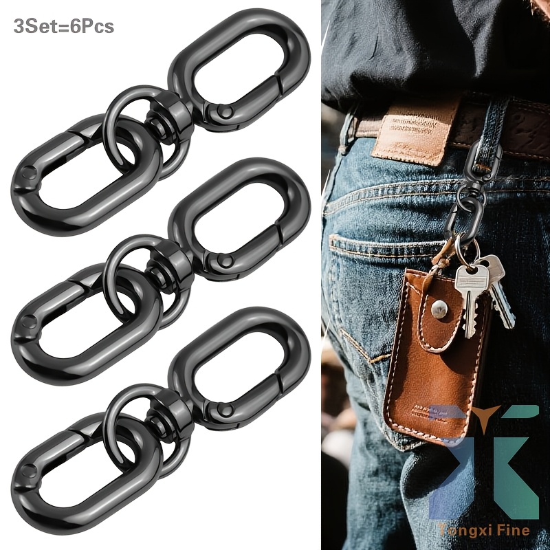 3 Set Alloy Spring Snap Hooks, Clasps, Double Open Keychain Clips, Bag Strap Buckles, Accessories For Diy Crafts, Bag Charms, Car Keychains, Key Lanyards, Pet Leashes, Unisex