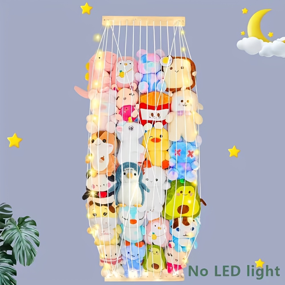 Image of Adjustable Wall-mounted/door-mounted Plush Storage Shelf With Wood Frame & Color-coded Hanging Nets - Space- Suitable For & Room,, Playroom, , Durable Furniture