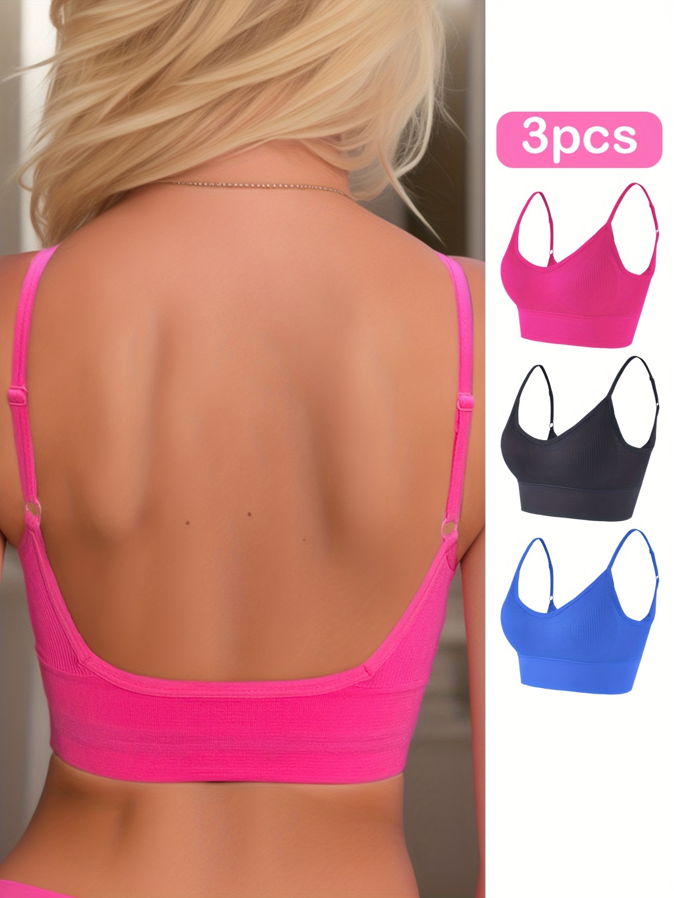 Solid Ribbed Sports Bra Comfy Breathable Stretch Workout - Temu