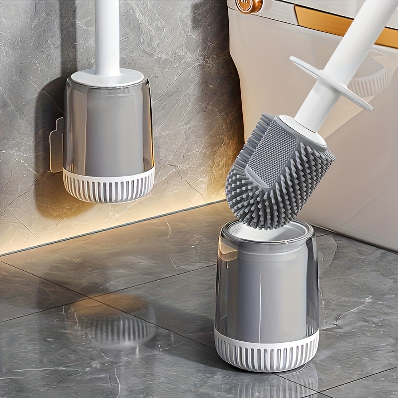 TEMU 1 Piece Of A Long-handled Plastic Toilet Brush Designed For Cleaning, Featuring A Hanging Design To , Ensuring No Corners Are , Along With A Plastic Holder That Concealed