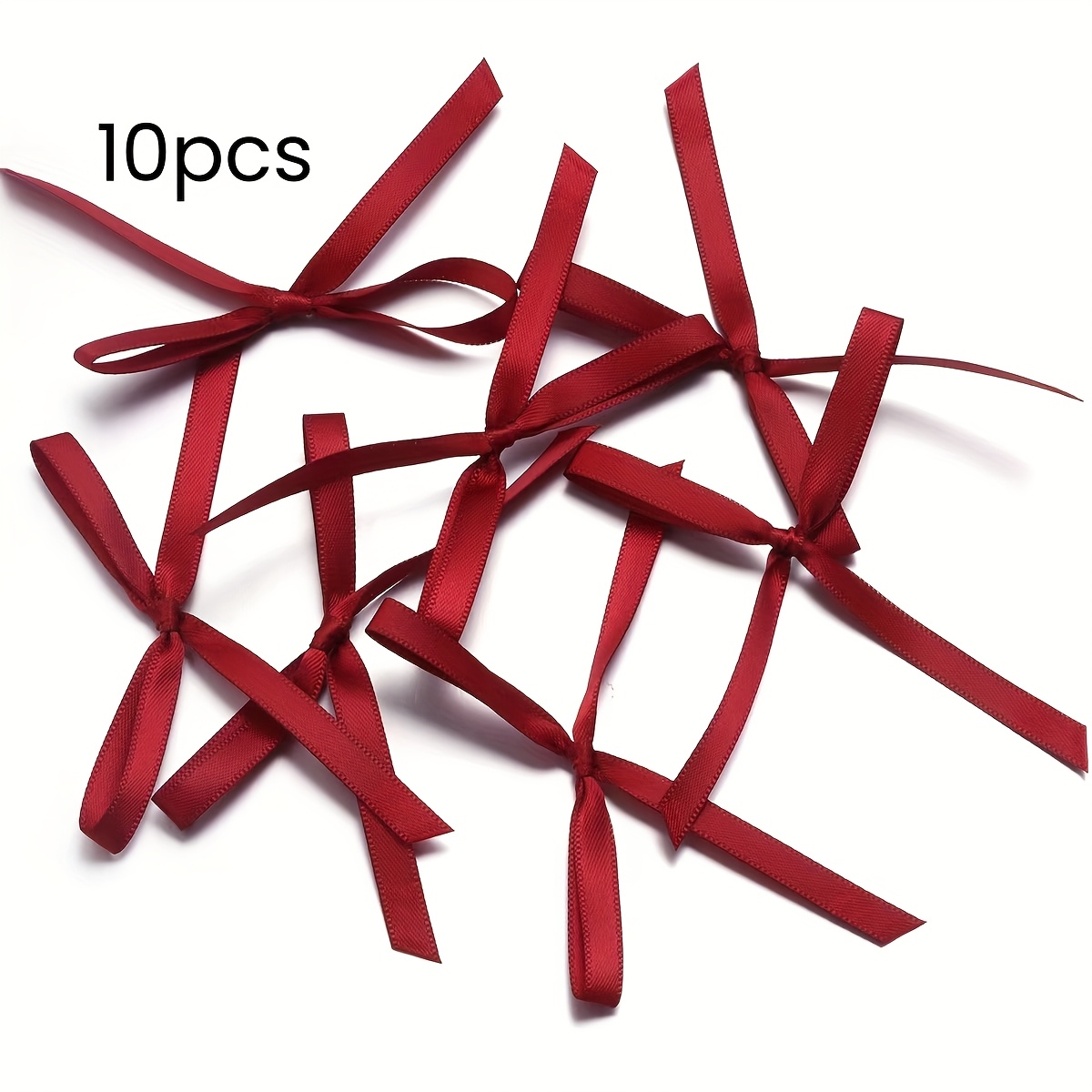 Image of A Pack Of 10 Polyester Ballet-style Fine Ribbons For Diy Hair Accessories, Hair Clips, Clothing Gift Packaging Materials, And Christmas Decorations.