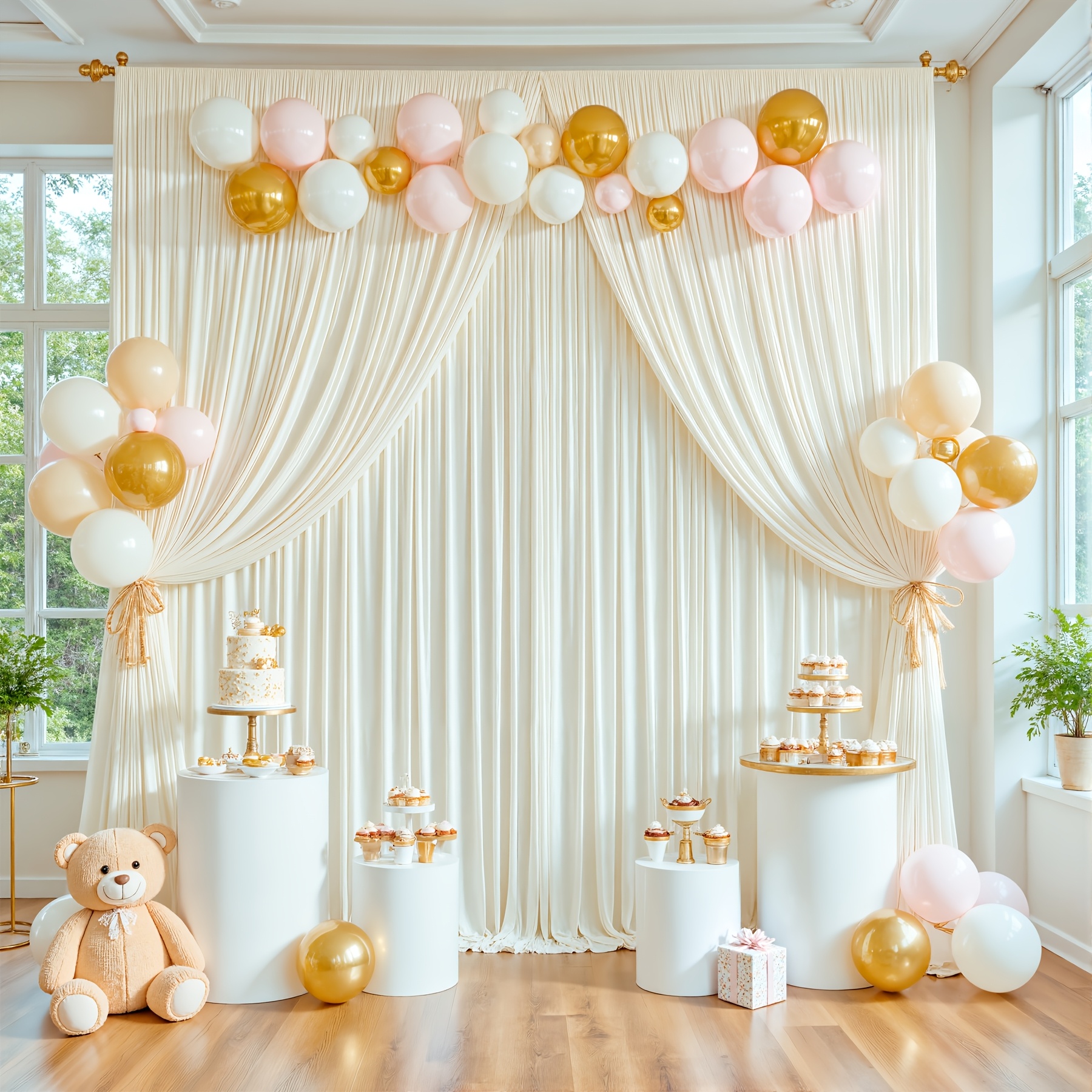 TEMU Ensemble de 2 rideaux de fond infroissables mesurant 118 par 59 pouces, idéaux pour les fêtes de mariage, les séances photo et les baby showers