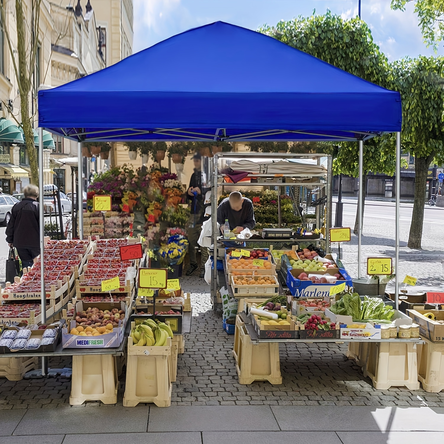 GVDV Canopy Tent, 10x10 Ft Easy Pop Up Outdoor Canopy Tent, Folding Shed, Portable Straight Leg Gazebo Instant Canopy With 4 Ropes, Outdoor Beach Sports Shelter With Carry Bag