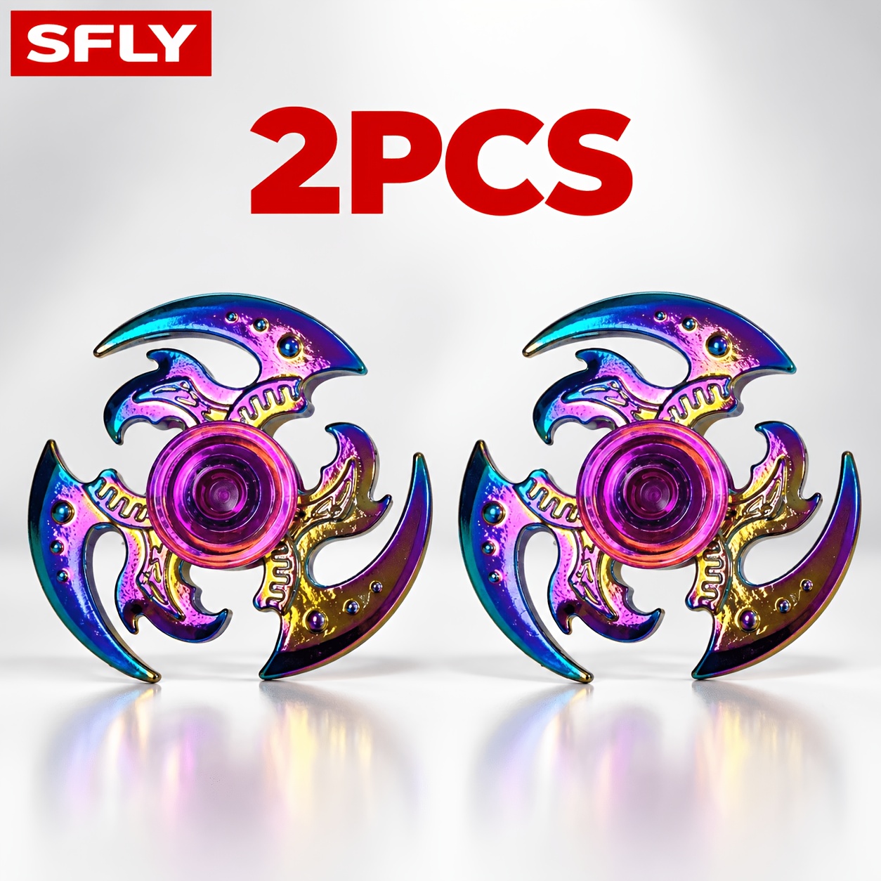 TEMU - 2pcs Spinners à Doigt Métalliques à 3 Ailes, Jouets Rotatifs Cool sur le Thème du Dragon, Équipés de Roulements Centraux Lisses, Jouets