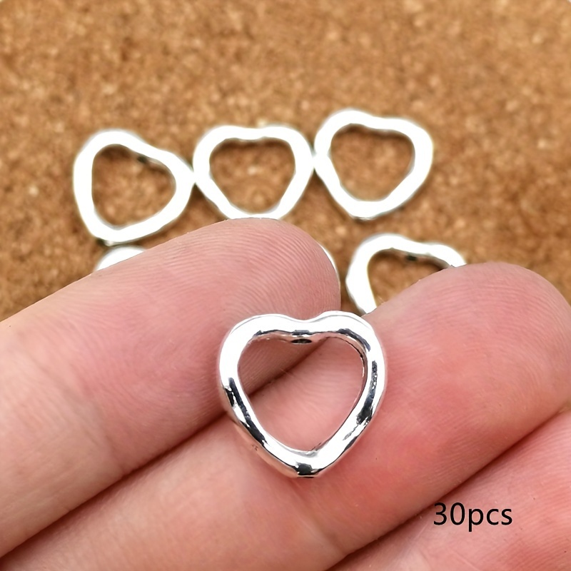 Image of 14x13mm Antique Silvery Hollow Heart Small Hole Beads Spacer Beads Handmade Earrings Bracelet Necklace Additions Bag Keychain Pendant Handmade Jewelry Additions Clothing Additions 10/20/30pcs