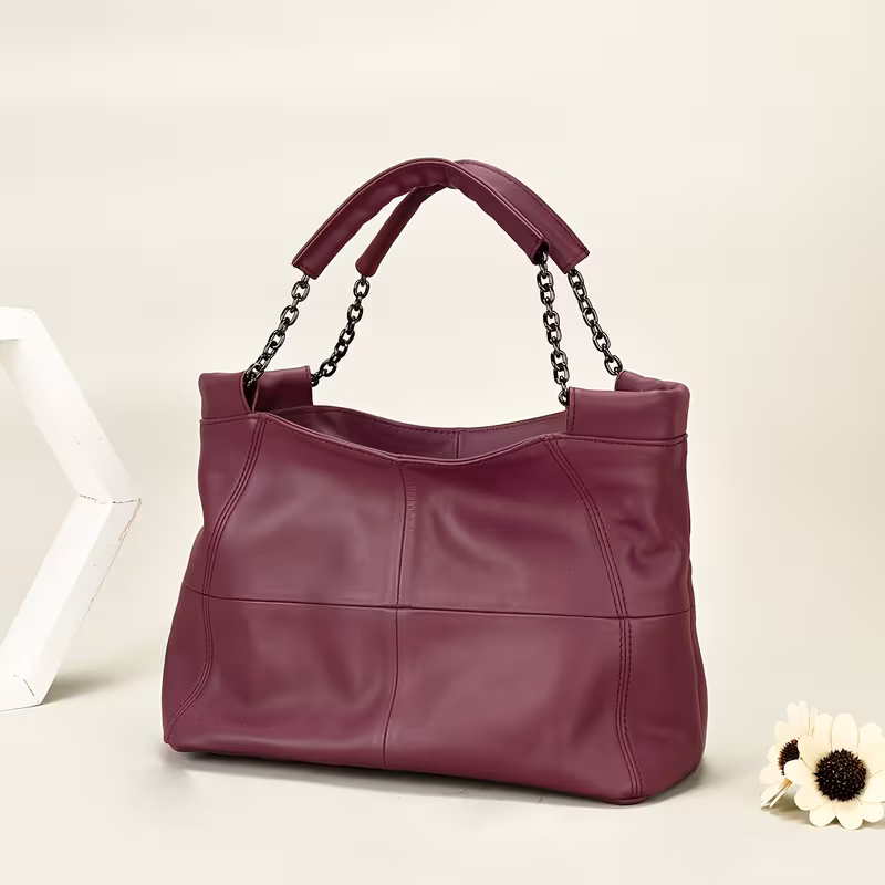 genuine leather mens handbag genuine leather womens handbag cowhide crossbody bag large capacity genuine leather shoulder bag solid color gift for mom detachable shoulder strap commuter bag unisex 7611 purple 14