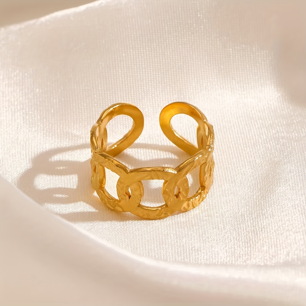 Women's Trendy Spliced Design Stainless Steel Open-End Ring