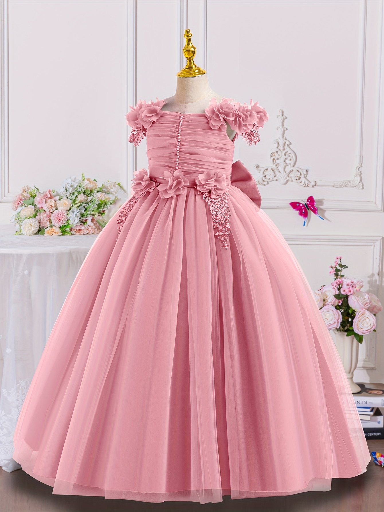 forest petal princess dress floral midi length - Temu Mexico