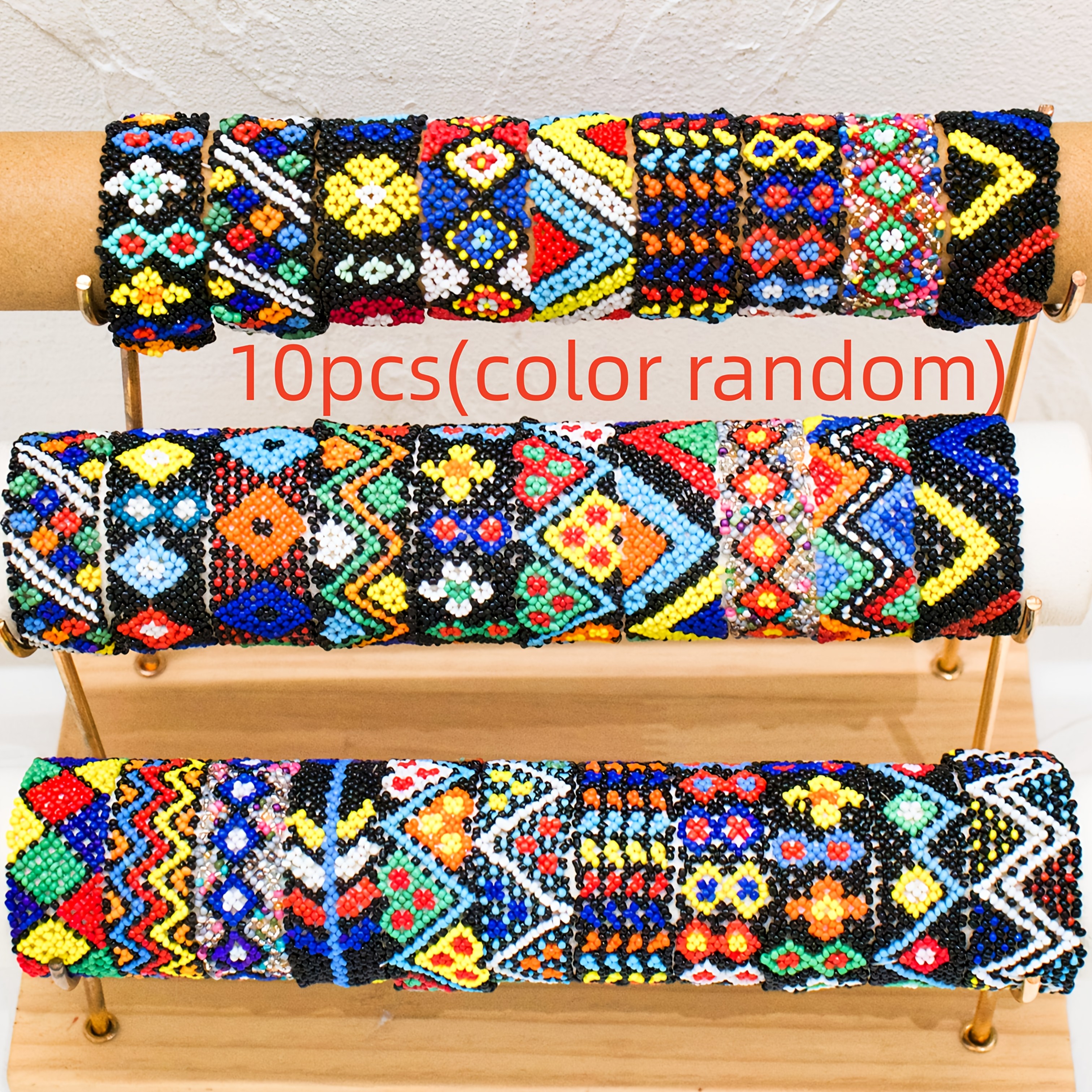 E-shop 10er Set Reisperlen Multi-Teiliges Set Böhmischer Stil Vintage Geometrisch (Zufällige Farben)