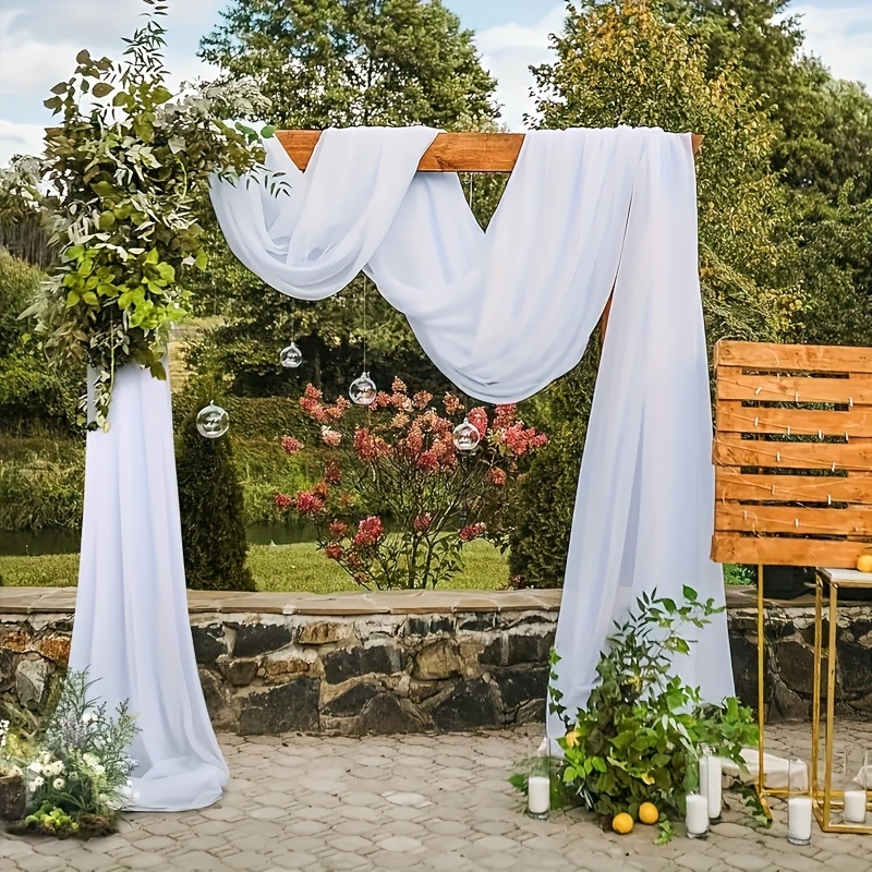 E-shop Set mit 2 eleganten, einfarbigen Polyester-Drapierstoffen für Hochzeitsbögen, rechteckige gewebte Tüllvorhänge für Zeremonie- und