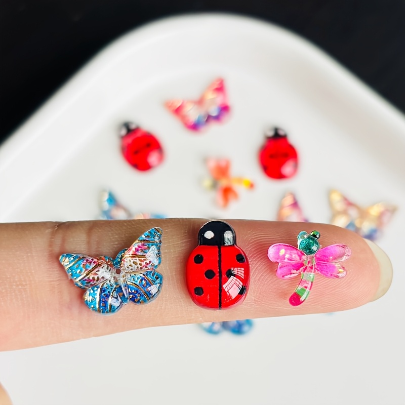 Mini Resin Butterfly & Beetle Decorations for Nail Art & Crafts
