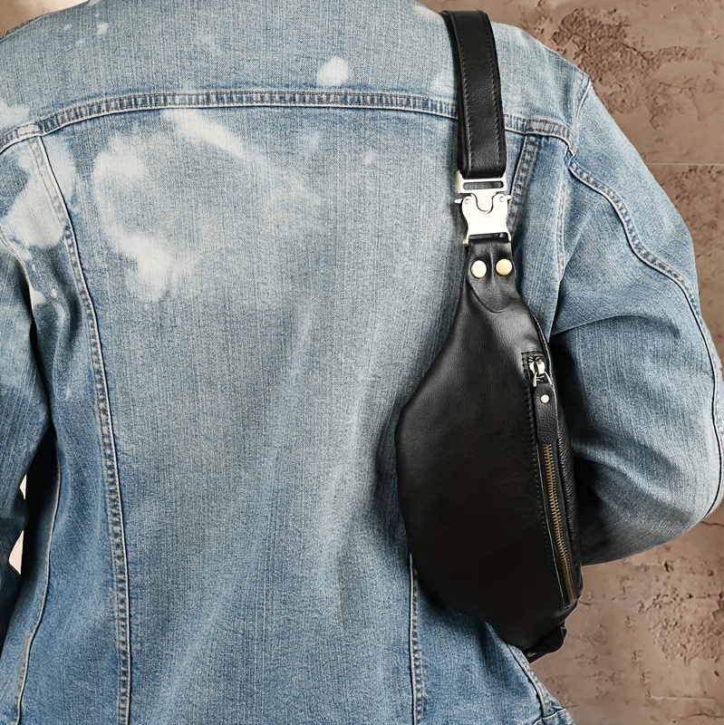 3-in-1 PU Leather Waist Chest Crossbody Bag Men