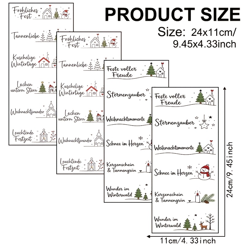 TEMU 4 Stk. -Schneemann Deutscher Weihnachts-Vinyl-UV-DTF-Transferpapier, Tasse nicht enthalten, nur Transferpapier. Geeignet für DIY-Bastelarbeiten,