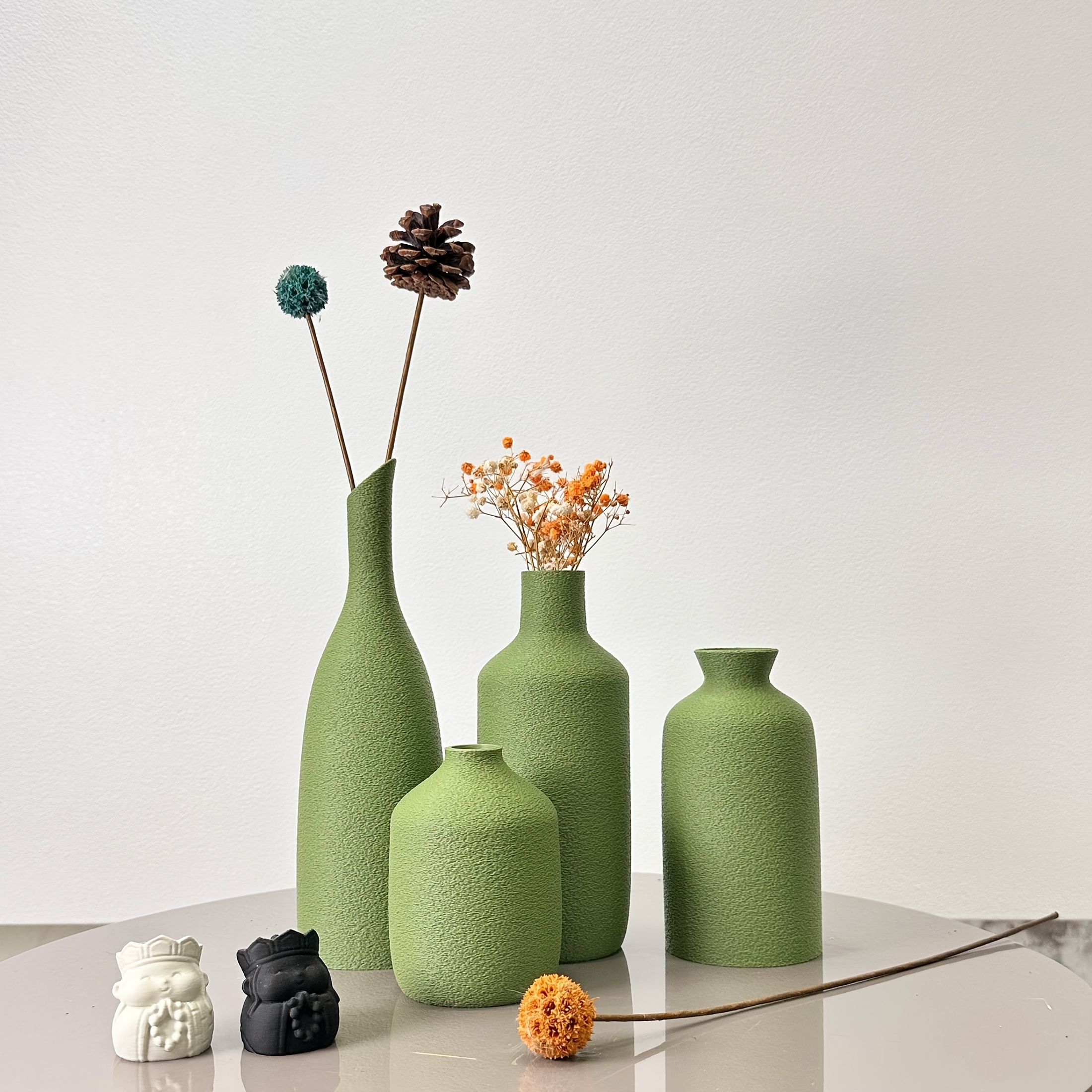 Lot de 4 vases diagonaux en imitation céramique, vases pour composition de fleurs séchées, convenant pour décoration de la maison, ornements de vase, décoration de vase pour vitrine à vin et bibliothèque, ornements de vase pour entrée de porte, décoration de vase de bureau