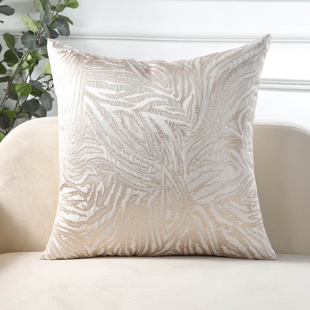 1pc Golden Decorative Pillowcase Jacquard Retro Living Room Bedroom Decor