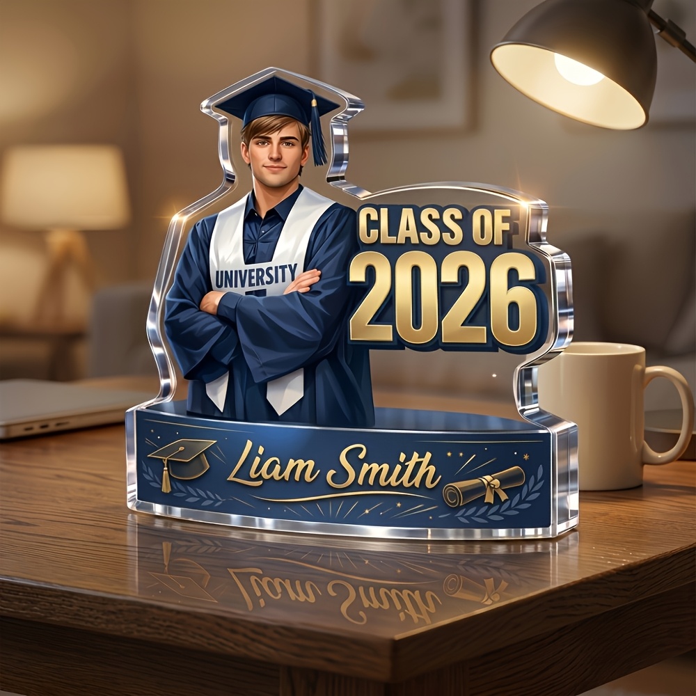 [2d  ] [2d  ] decoración de escritorio de graduación acrílica personalizada,   de graduación con foto y texto personalizable, regalo   de graduación para   de secundaria y universidad,   de mesa ideal para   de graduación, recuerdo y decoración  