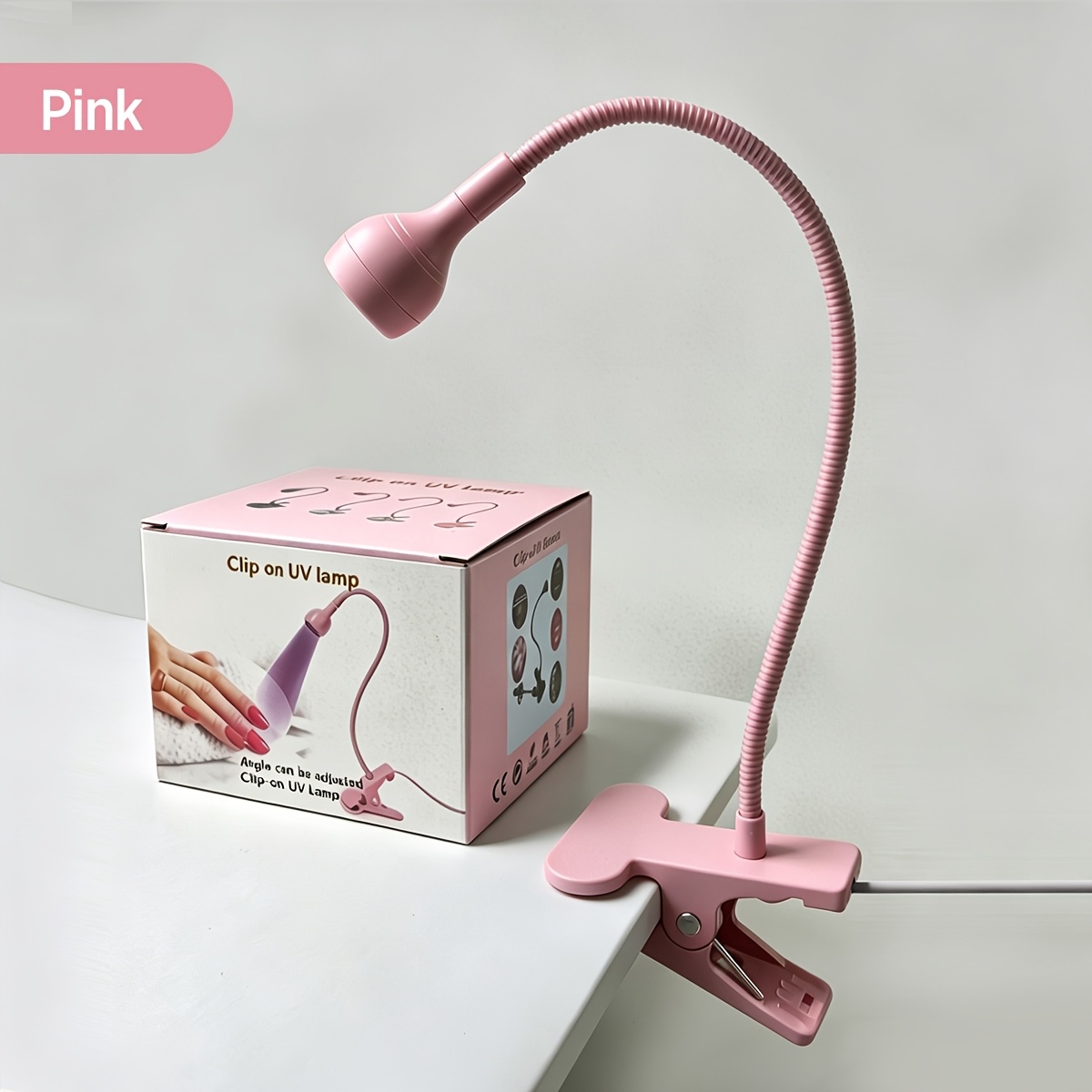 TEMU Lampe sèche-ongles avec col de cygne et base à pince de table - Lumière portable adaptée au vernis à séchage rapide DIY, durcissement instantané