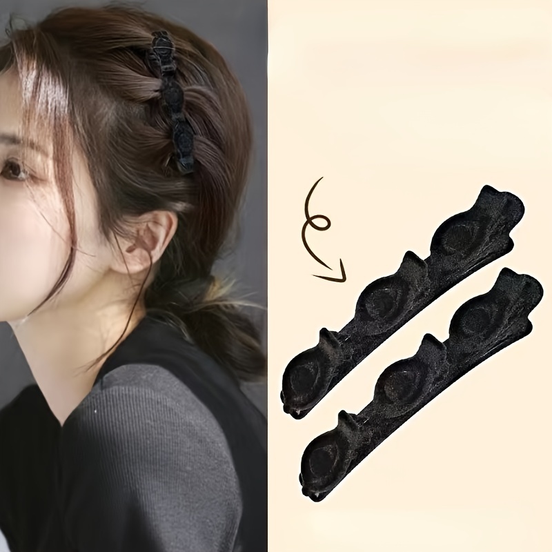 

4pcs Elegant Solid Color Velvet Hair Braiding Clips Vintage Hair Side Clips Trendy Hair Barrettes For Women And Daily Use